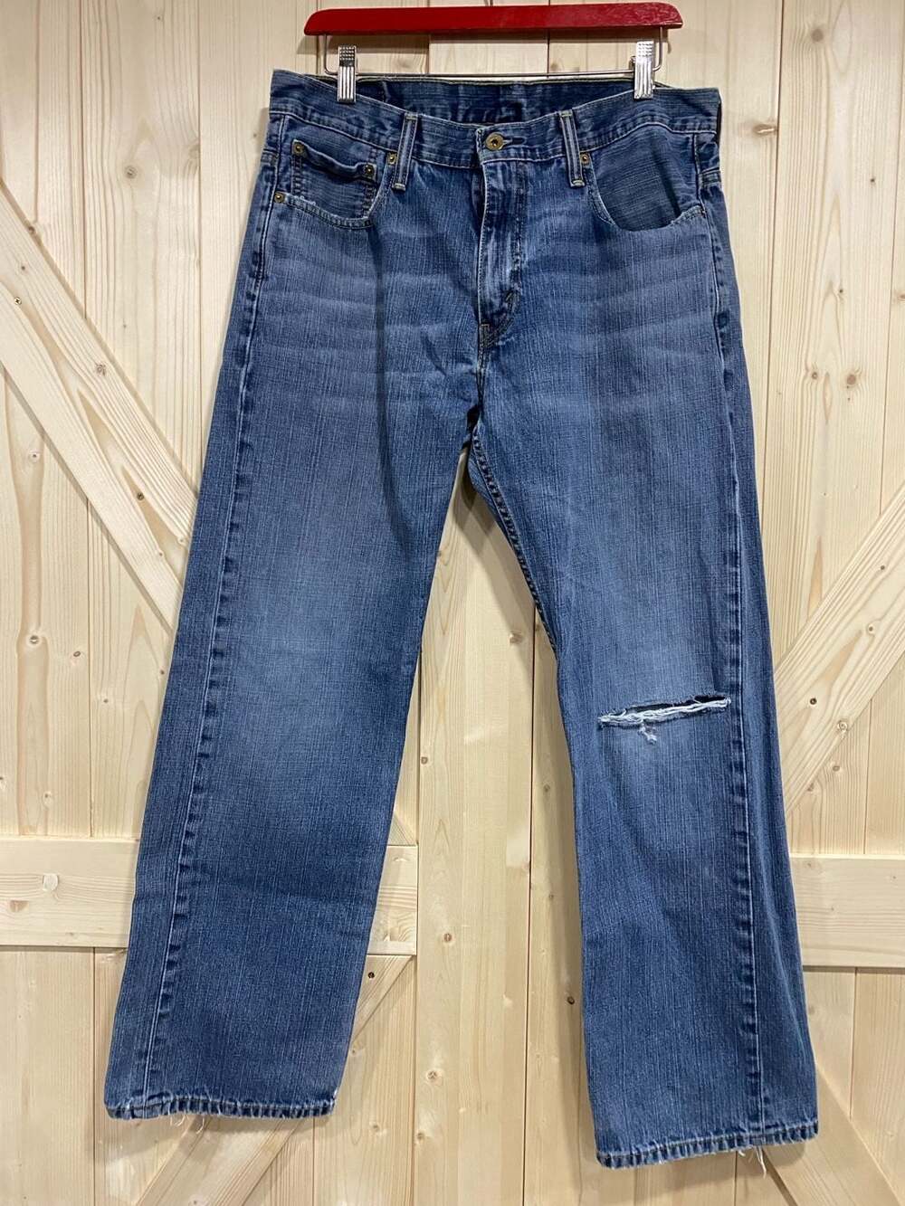Levi's 569 Loose Straight Jeans Size 34x32 Blue Distressed